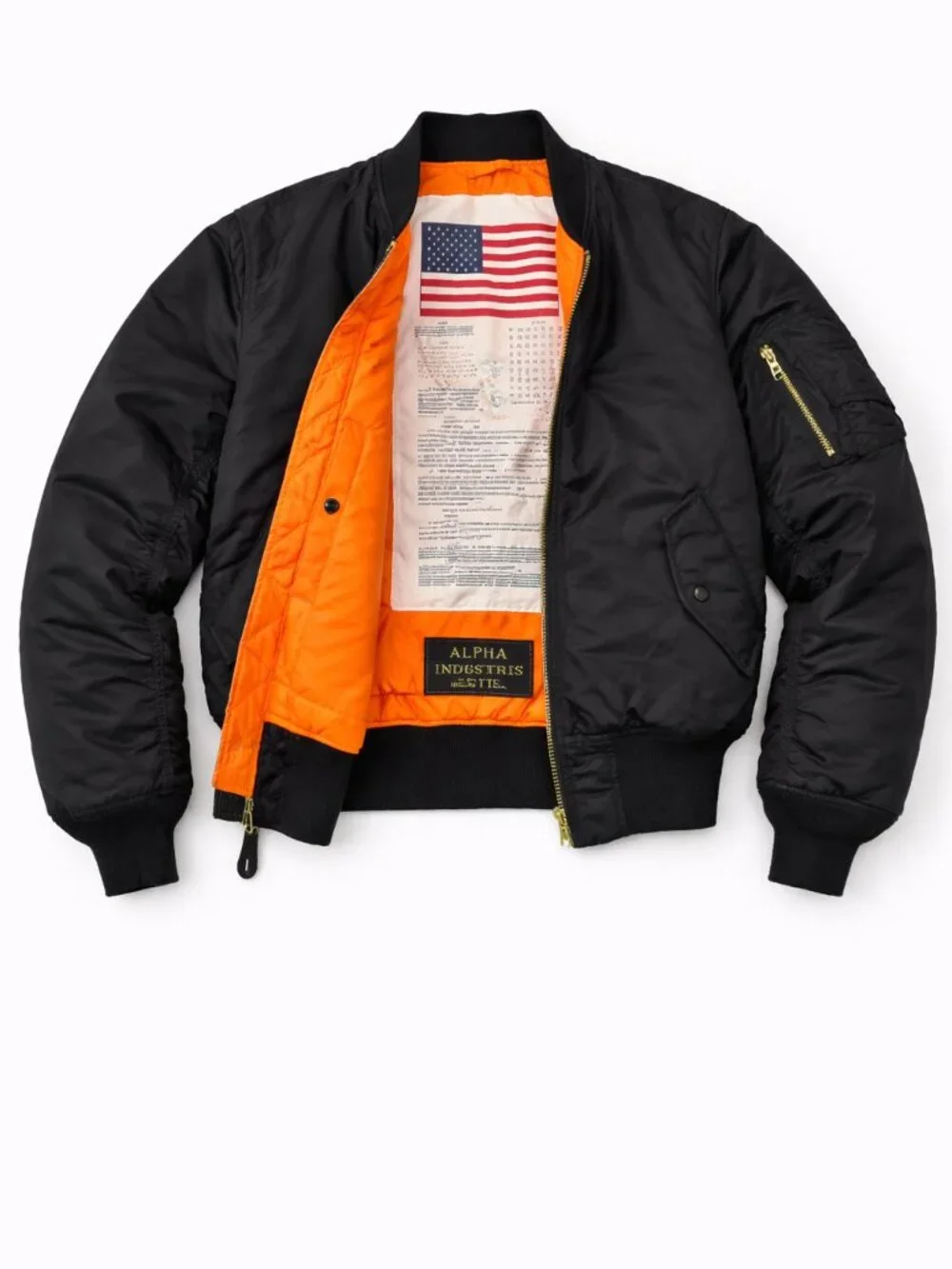 Alpha Industries MA-1 Bomber Jacket Blood Chit Limited Edition Black USAF Small - Picture 1 of 10